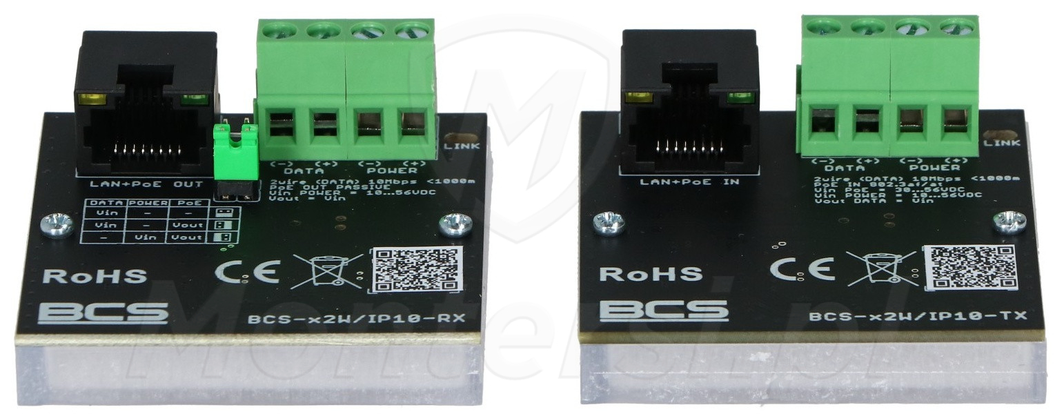 BCS-x2W/IP10 - Zestaw do transmisji LAN+PoE, 10 Mb/s, 1000 m