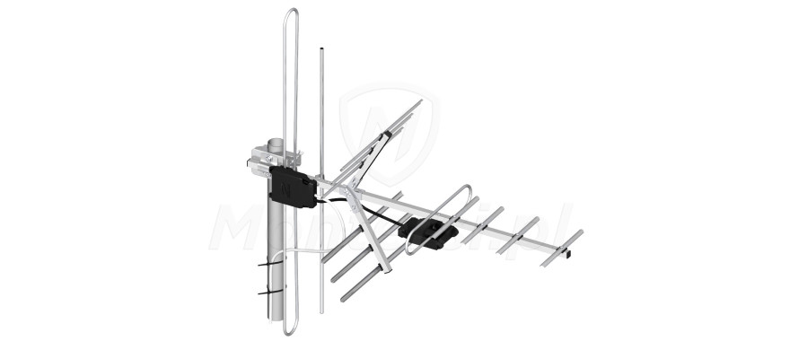 Antena zmontowana z do odbioru VHF w polaryzacji pionowej.