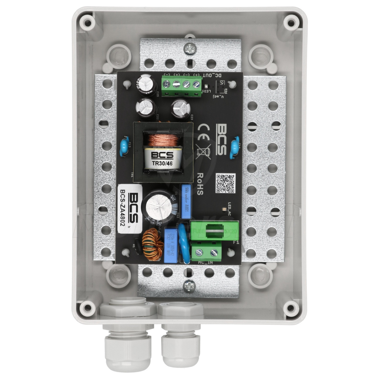 Wnętrze zasilacza BCS-ZA4802/S
