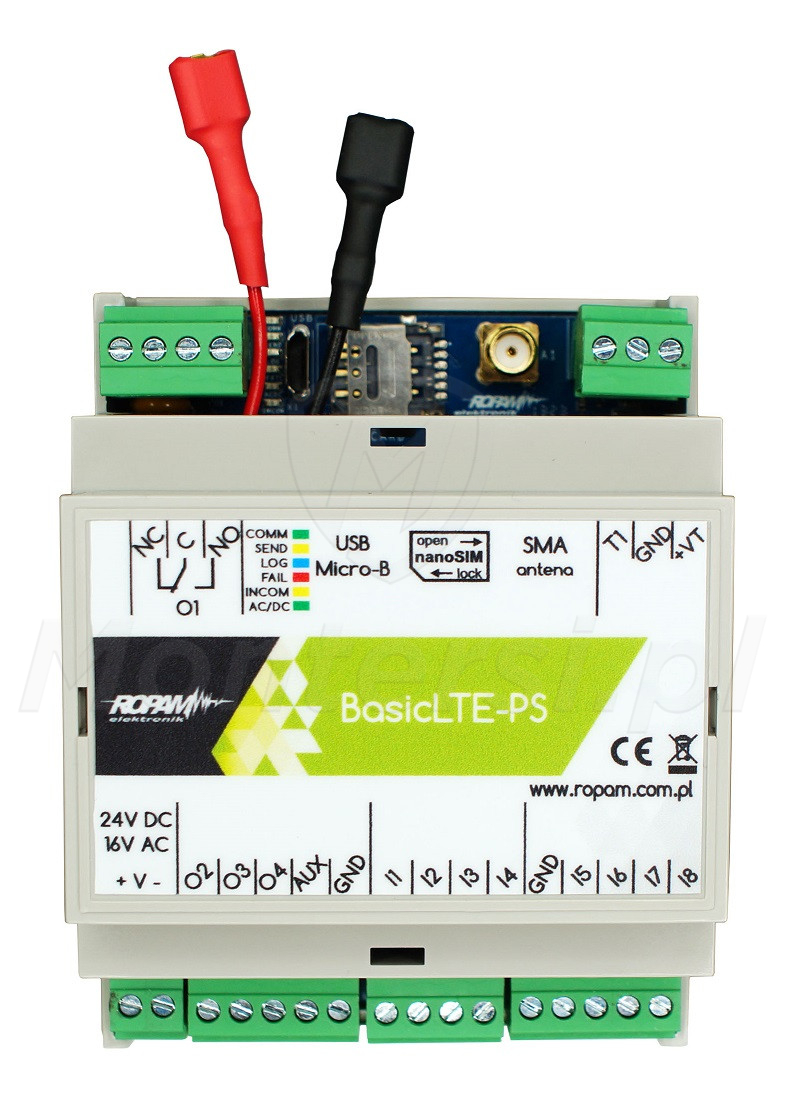 BasicLTE-PS-D4M - Moduł powiadomienia i sterowania LTE, zasilacz, obudowa DIN