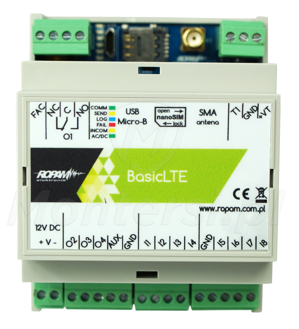 BasicLTE-D4M - Moduł powiadomienia i sterowania LTE, obudowa DIN