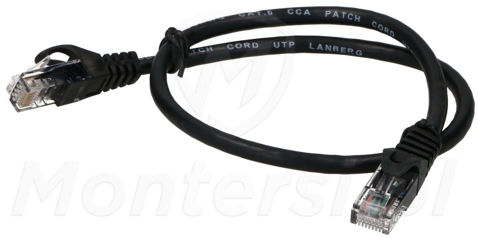 Patchcord U/UTP kat.6, długość 0.5m - czarny