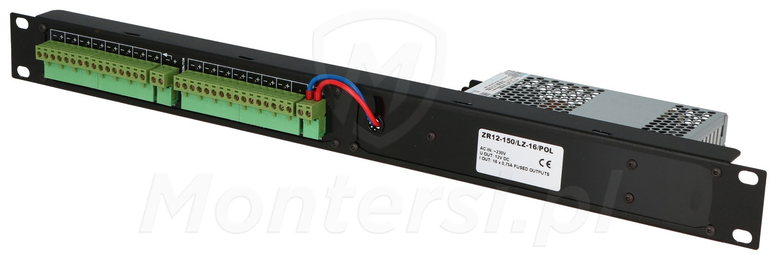 ZR12-150/LZ-16/POL - Zasilacz impulsowy 12V/12.5A RACK 19"