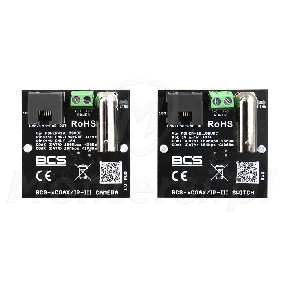 BCS-xCOAX/IP-III - Zestaw aktywnego konwertera UTP-koncentryk, ethernet+PoE