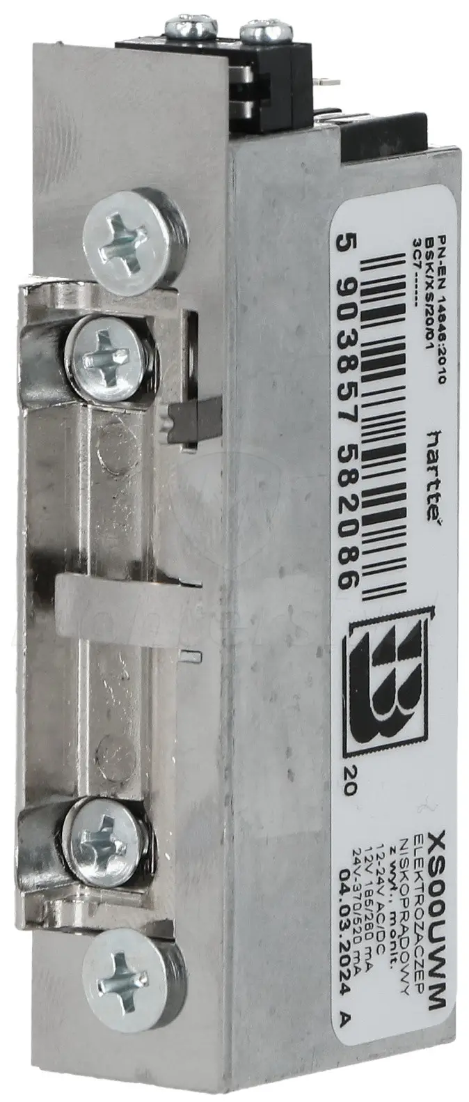 XS00UWM - Elektrozaczep niskoprądowy z blokadą i sygnalizacją