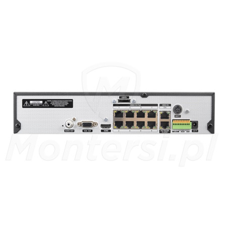 Tył rejestratora IP BCS-U-NVR0162-A-4K-8P(6TB)