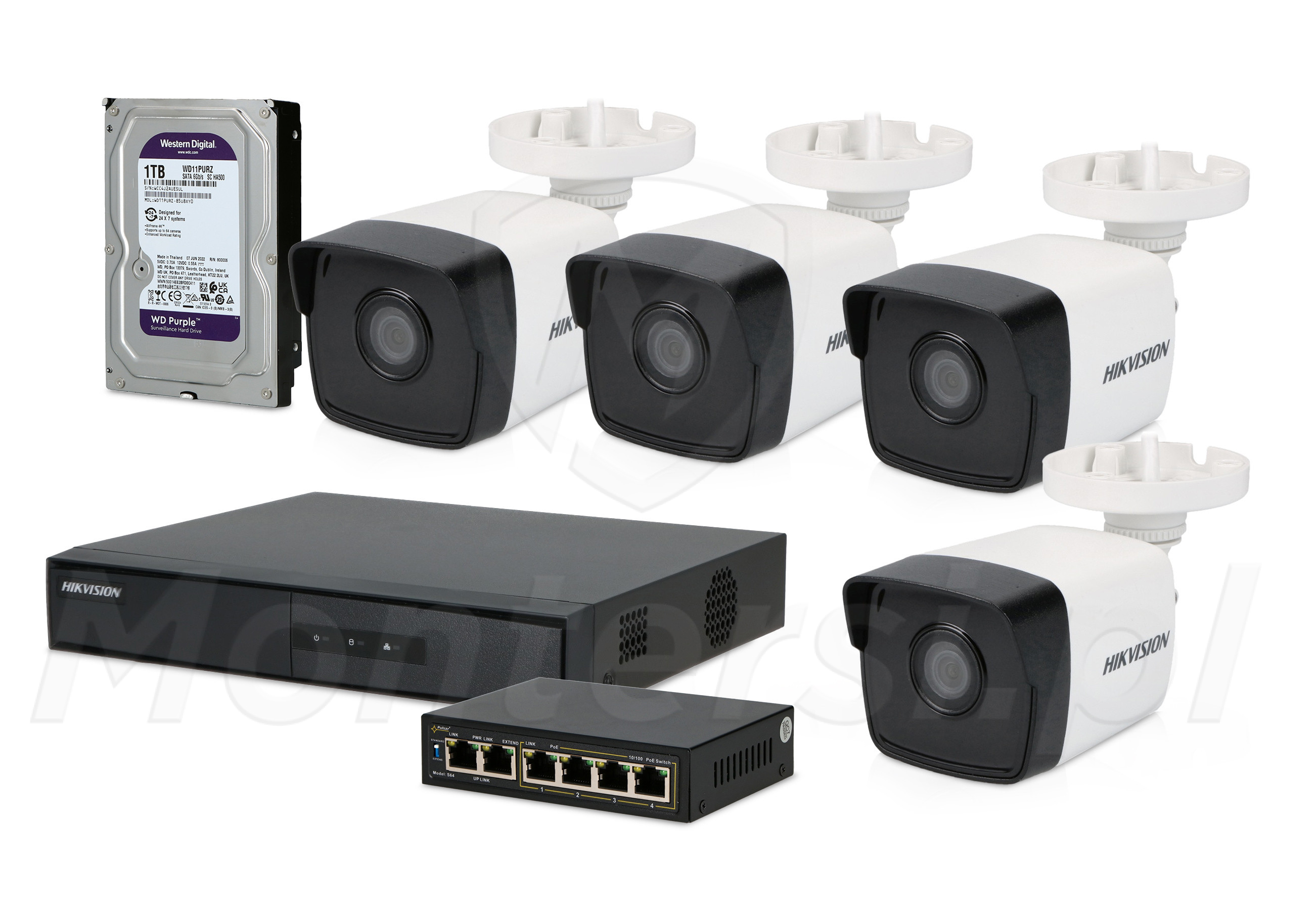 Zestaw monitoringu IP HIKVISION z tubowymi kamerami 2 Mpx Zestaw monitoringu IP HIKVISION z tubowymi kamerami 2 Mpx