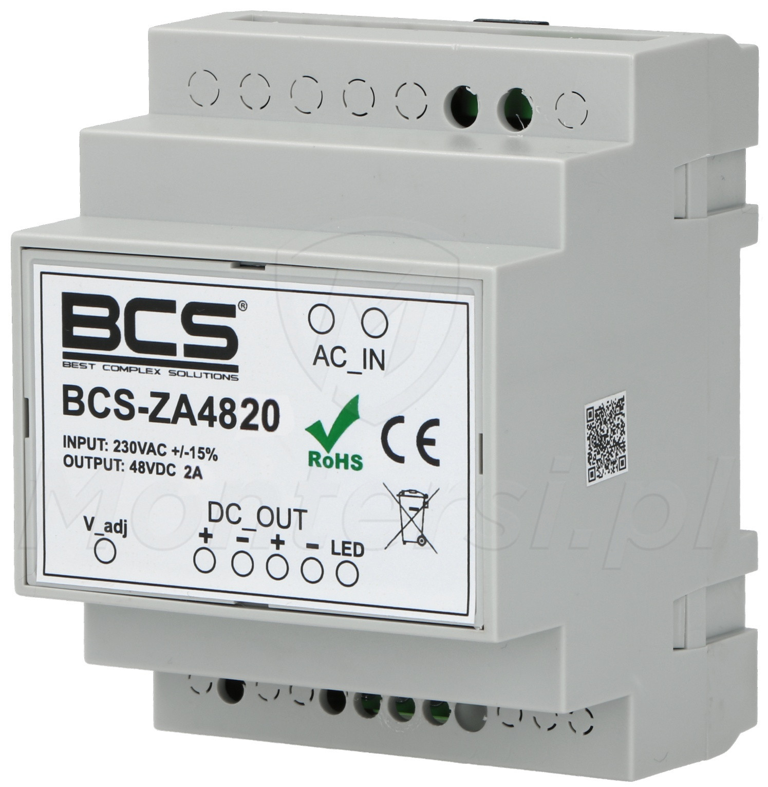 BCS-ZA4820 - Zasilacz impulsowy 48V/2A BCS-ZA4820 - Zasilacz impulsowy 48V/2A