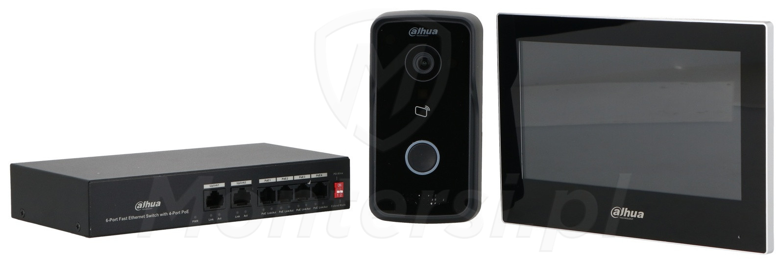 DHI-KTP03 - Zestaw wideodomofonu IP z monitorem i switchem PoE