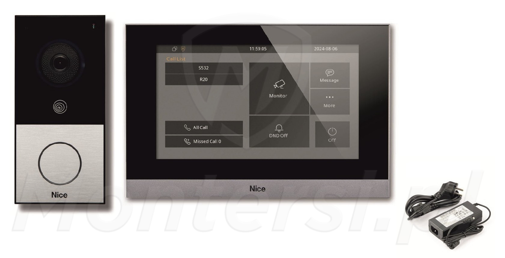 MyBell 2-Wire 1-button Kit - Zestaw wideodomofonu z monitorem i zasilaczem MyBell 2-Wire 1-button Kit - Zestaw wideodomofonu z monitorem i zasilaczem