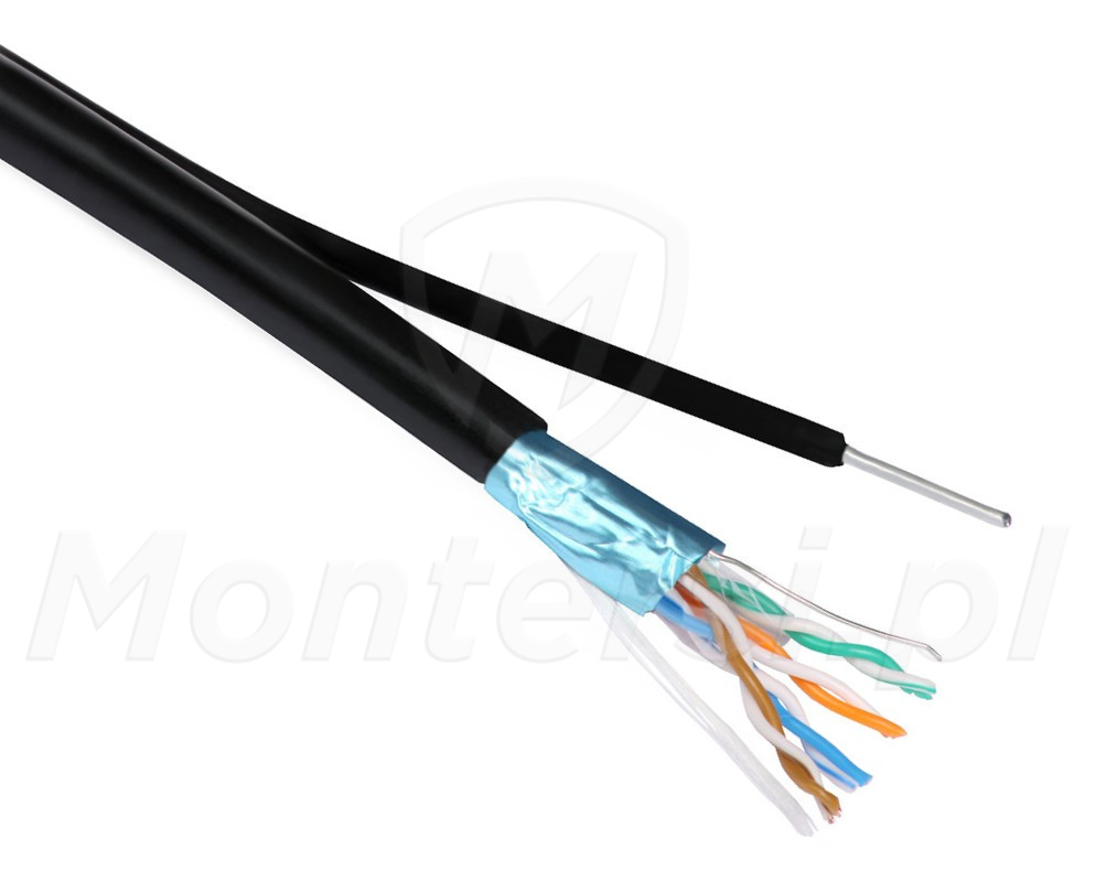 Przewód F/UTP kat. 5e, zewnętrzny, ekranowany, linka nośna Przewód F/UTP kat. 5e, zewnętrzny, ekranowany, linka nośna
