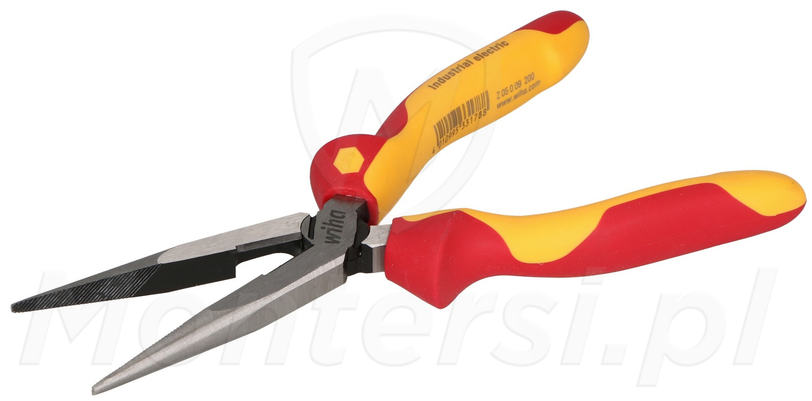 WIHA 38858 - Szczypce półokrągłe Industrial electric z długą główką do pracy pod napięciem