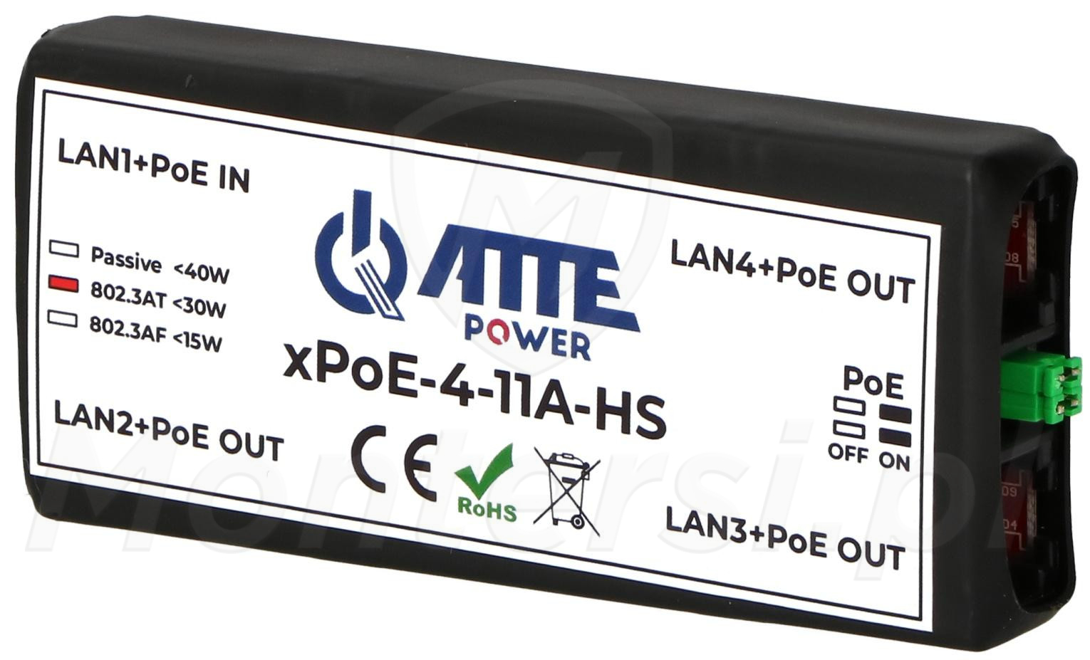 xPoE-4-11A-HS - 4-portowy extender, switch PoE, ATTE