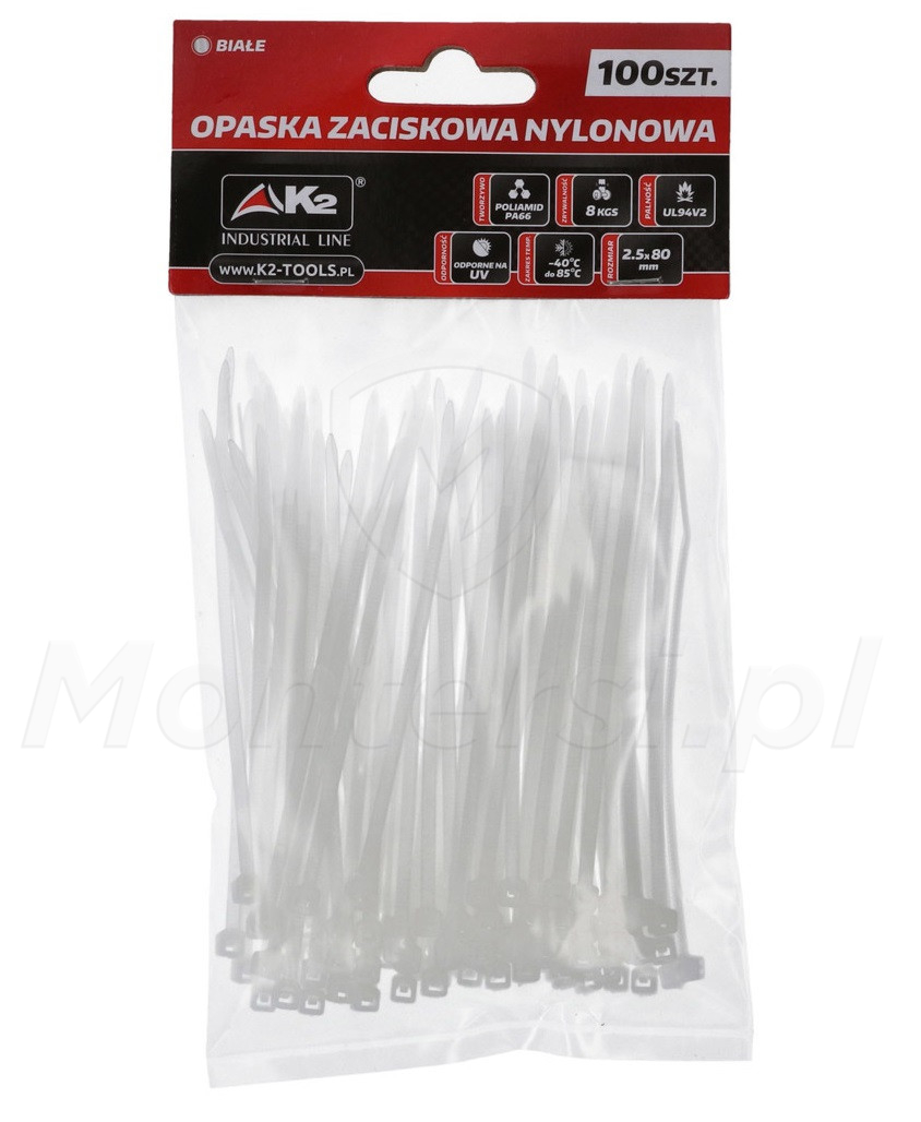 Opaska 80/2.5 biała, opakowanie 100 szt. Opaska 80/2.5 biała, opakowanie 100 szt.