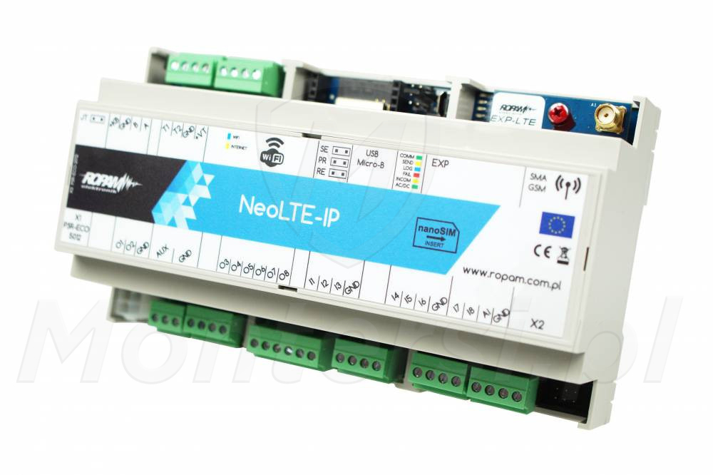 NeoLTE-IP-D9M - Centrala alarmowa z modułem Wi-Fi / LTE, obudowa DIN