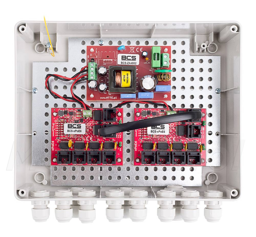 BCS-IP8/Z/E-S - Zasilacz impulsowy PoE 8x48V