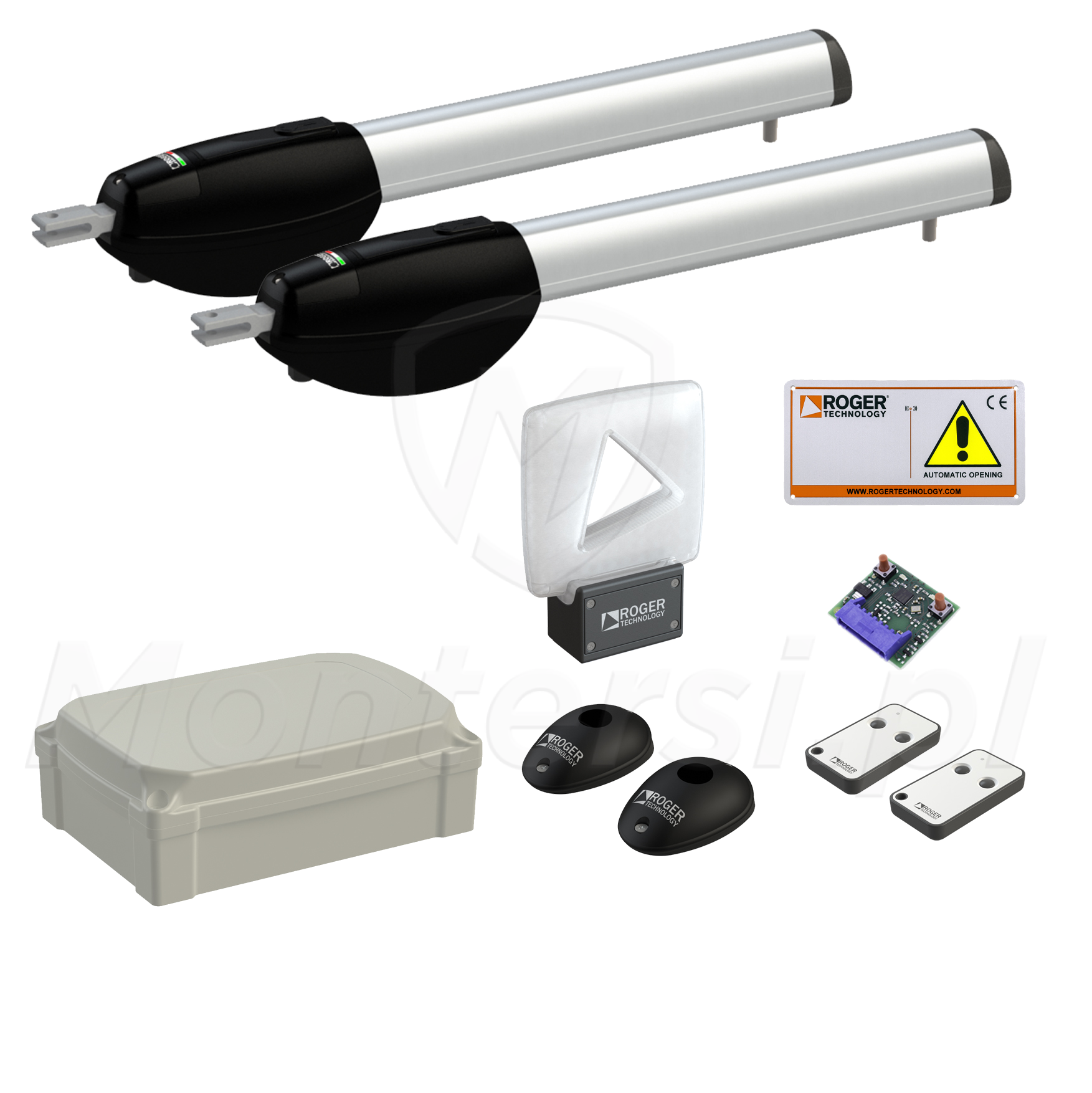 KIT BE20/410/F - Zestaw do bramy skrzydłowej 4m/400kg Roger KIT BE20/410/F - Zestaw do bramy skrzydłowej 4m/400kg Roger