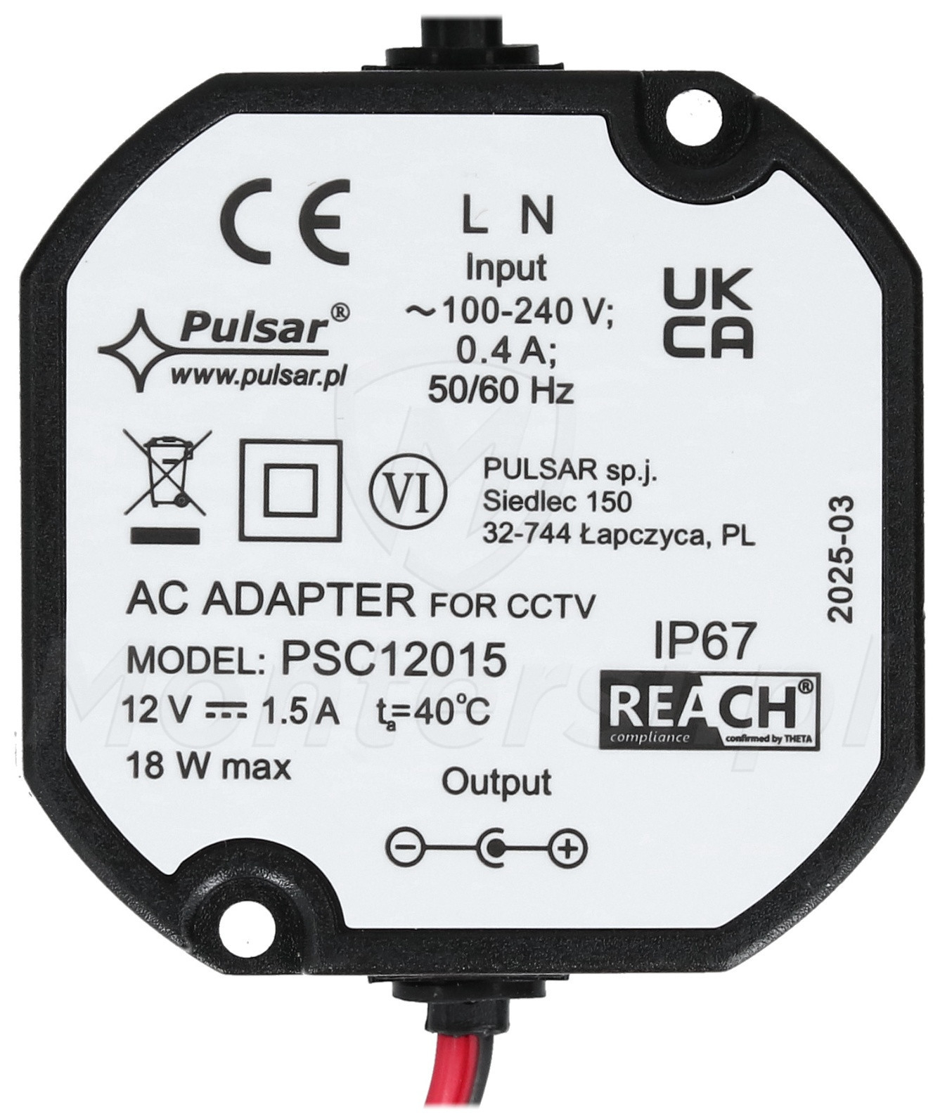 PSC12015 - Dopuszkowy zasilacz impulsowy 12V/1.5A