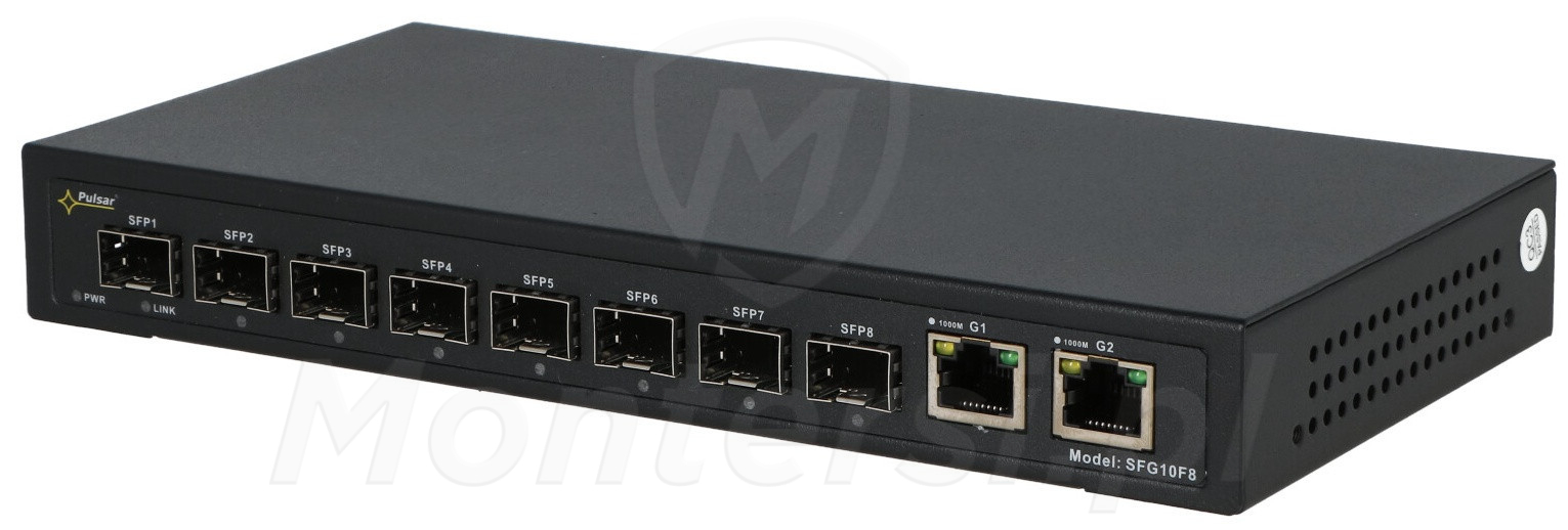 SFG10F8 - 10 portowy switch, 8 x SFP, 2 x RJ45