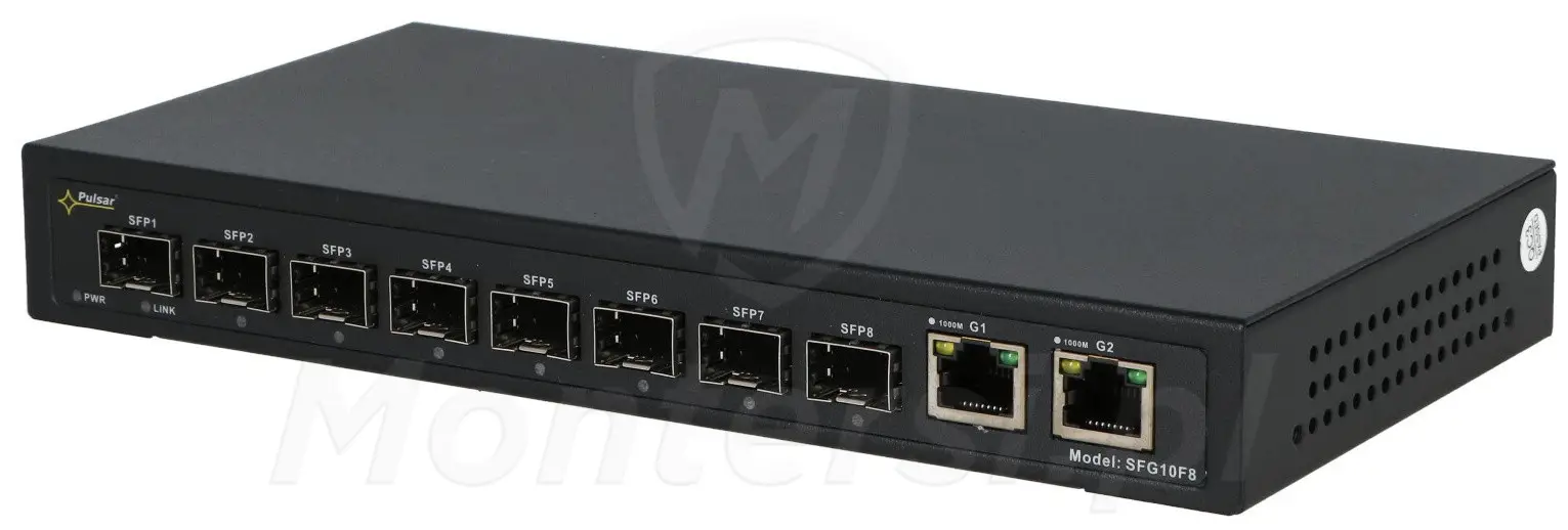 SFG10F8 - 10 portowy switch, 8 x SFP, 2 x RJ45