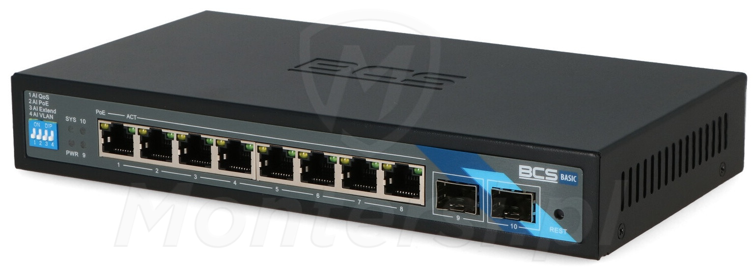 BCS-B-SP08G-2SFP - 10-portowy switch PoE