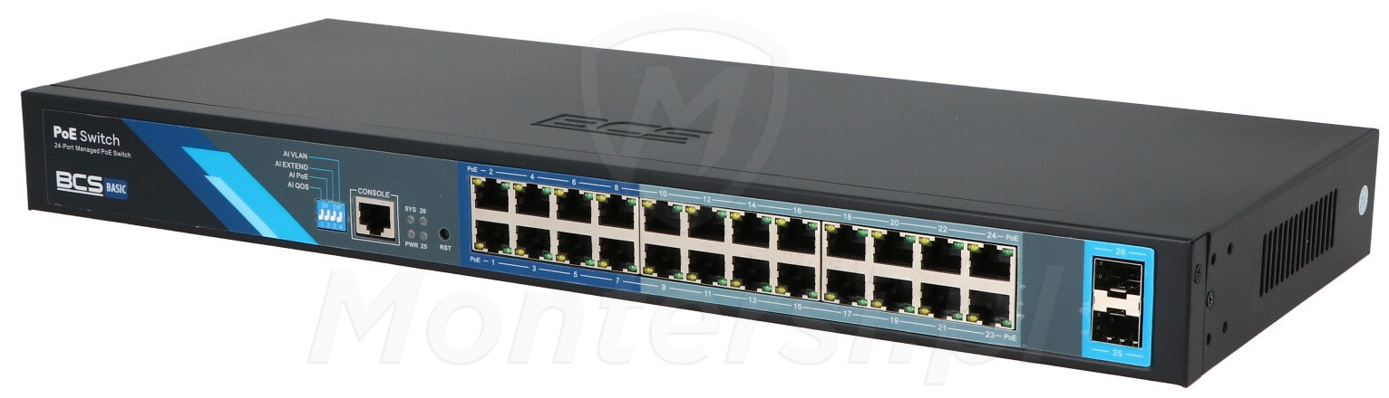 BCS-B-SP24G-2SFP-M - 26-portowy zarządzalny switch PoE BCS-B-SP24G-2SFP-M - 26-portowy zarządzalny switch PoE