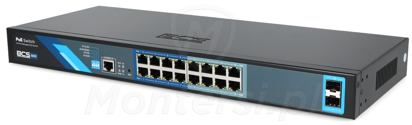 BCS-B-SP16G-2SFP-M - 18-portowy zarządzalny switch PoE BCS-B-SP16G-2SFP-M - 18-portowy zarządzalny switch PoE