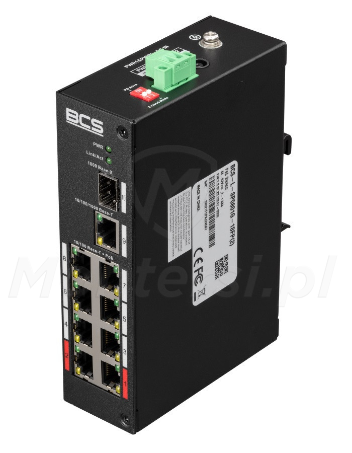 BCS-L-SP0801G-1SFP(2) - 10-portowy switch, 8x PoE af/at, 1x UPLINK RJ-45 / SFP