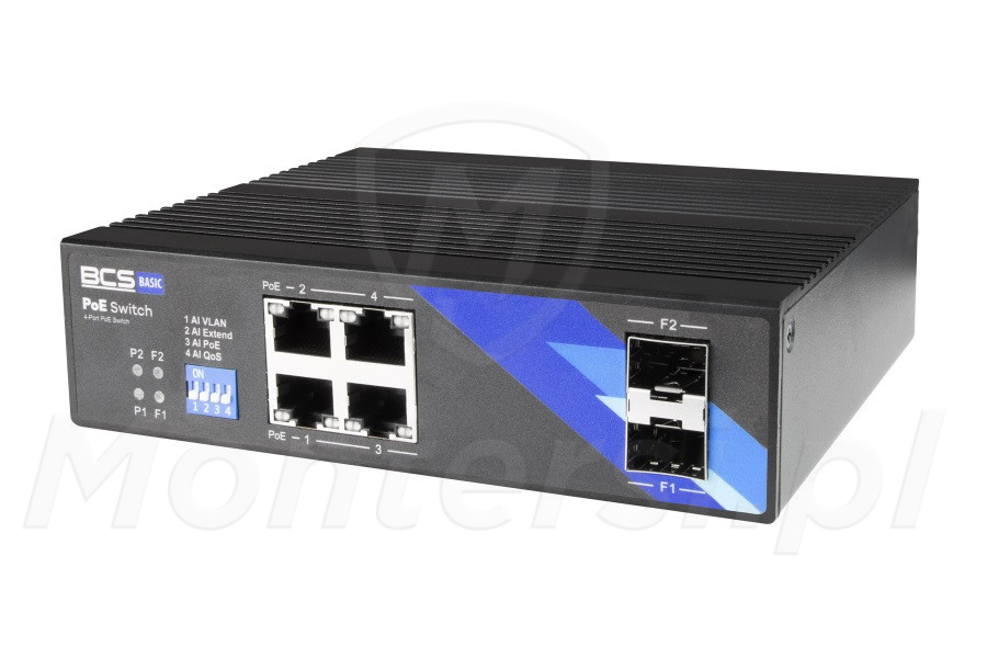 BCS-B-ISP04G-2SFP - 6-portowy switch, 4x PoE af/at, 2x SFP UPLINK BCS-B-ISP04G-2SFP - 6-portowy switch, 4x PoE af/at, 2x SFP UPLINK