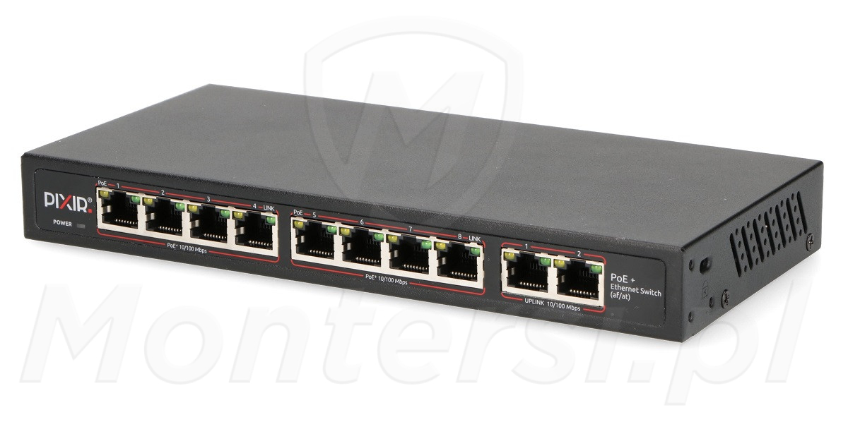 PIX-POE8AT-2FE - 10-portowy switch, 120 W