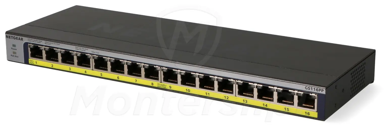 GS116PP - 16-portowy switch PoE, 16x PoE 802.3af/at
