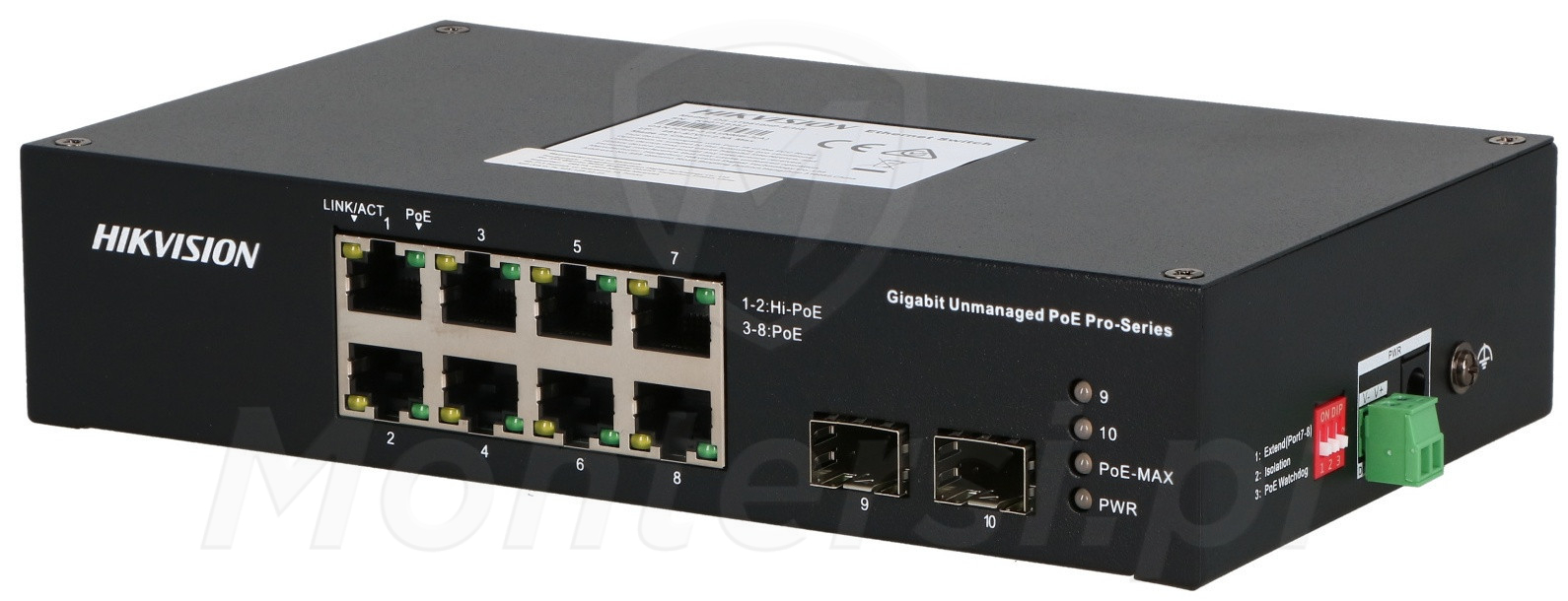 DS-3T0510HP-E/HS - 10 - portowy switch przemysłowy, 4x PoE, 2x SFP