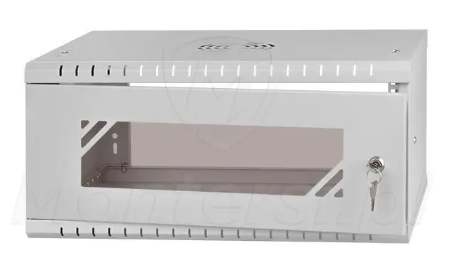 RC19-4U-350GG - Wisząca szafa RACK 19", 4U 350 mm, Szklane drzwi, blacha 0,6 mm