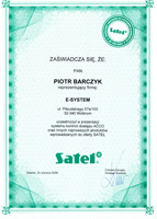 Certyfikat Satel Piotr Barczyk