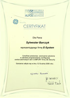 Certyfikat Alpol Sylwester Barczyk