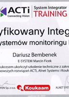 Certyfikat Dariusz Bembenek - Certyfikowany Integrator