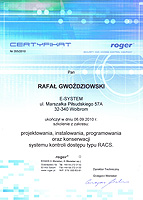 Certyfikat Roger Rafał Gwoździowski