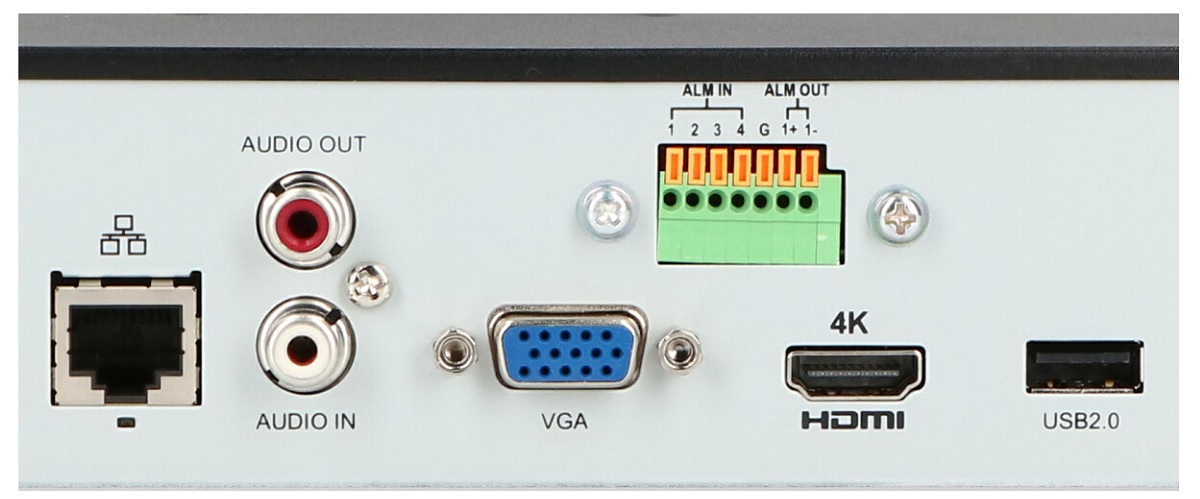 Wejścia rejestratora BCS-P-NVR0802-4KE-8P-II
