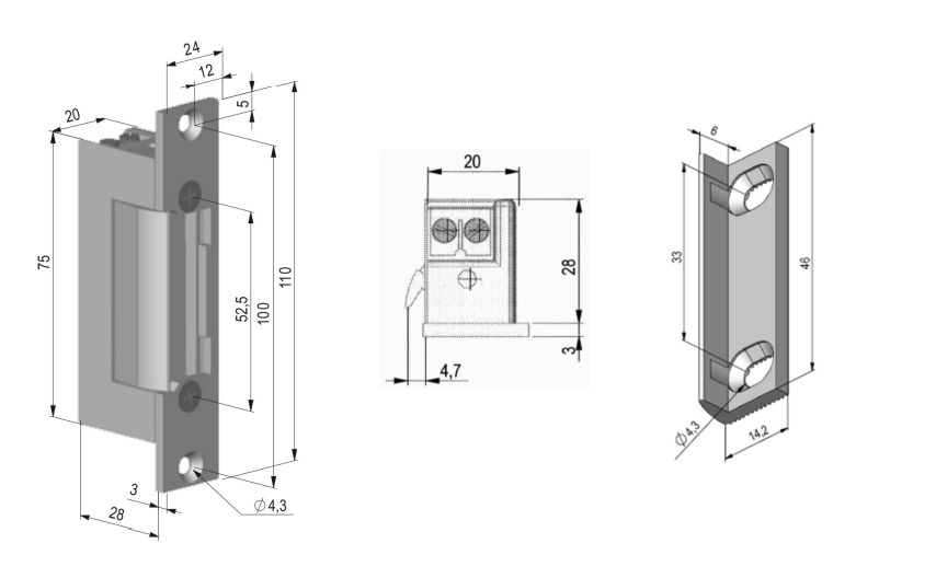 ElektrozaczepSCOT-wymiary