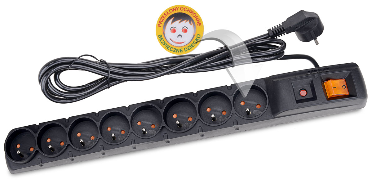 Zabezpieczenie listwy ACAR S8 3M chroniące dzieci przed porażeniem prądem