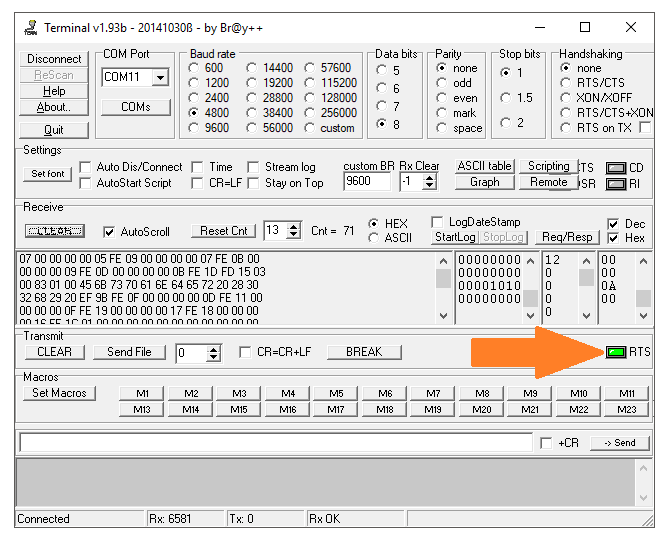 rts terminal satel rs-232