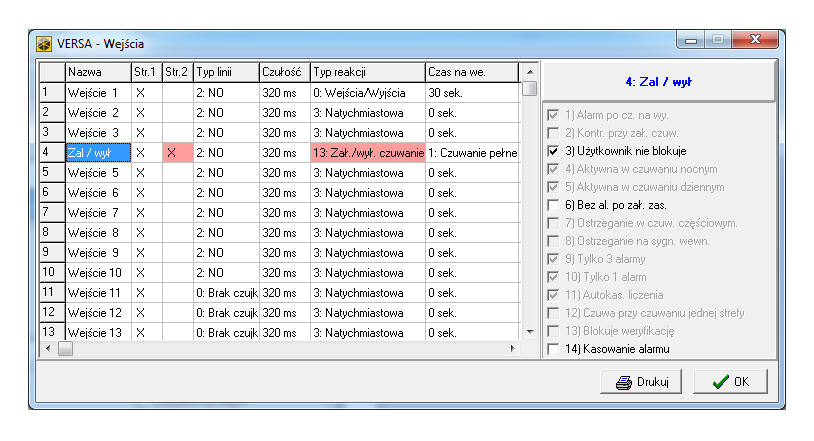 versa sterowanie czuwaniem z wejścia