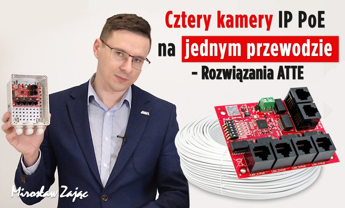 cztery kamery IP PoE na jednym przewodzie