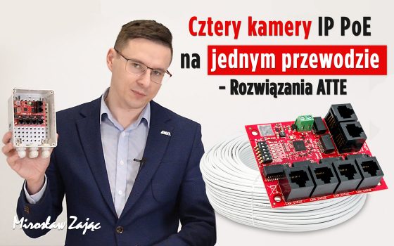 cztery kamery IP PoE na jednym przewodzie