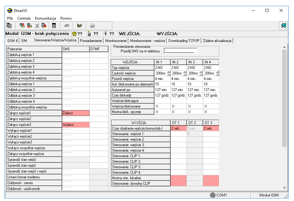 gsm-4 wyjścia sterowanie sms
