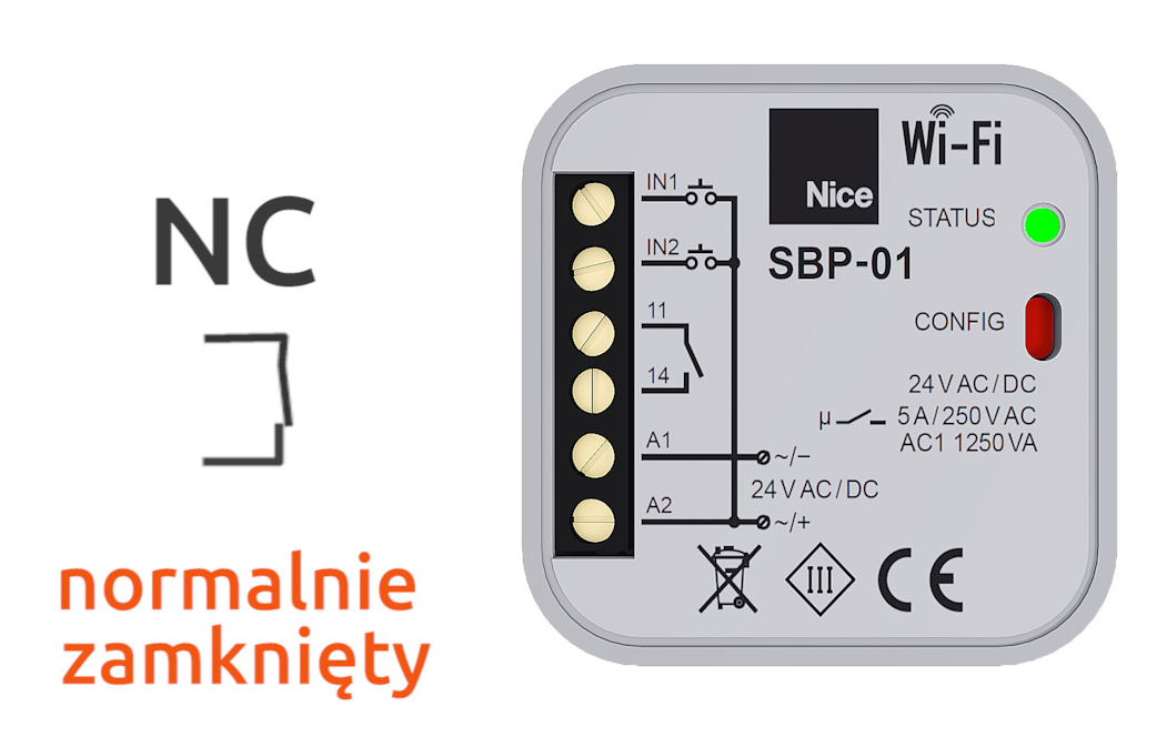 SBP-01 Status NC- "Normalnie zwarte"