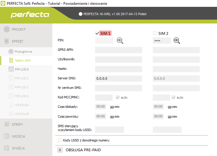 perfecta gsm inicjalizacja